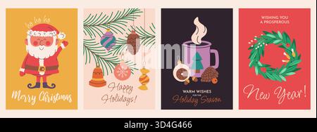 Joyeux Noël et bonne année affiches. Illustration de Vecteur