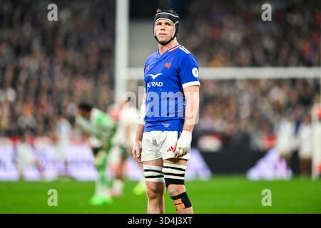 Paris, France. 08 novembre 2025. Thibaud Flament lors du match de rugby à XV des Autumn Nations Series XV France VS Afrique du Sud (Springboks) le 8 novembre 2025 au stade de France à Saint-Denis près de Paris crédit : Victor Joly/Alamy Live News Banque D'Images