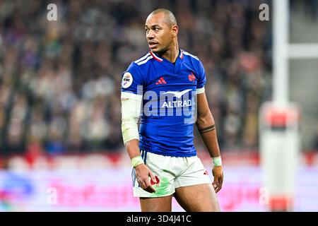 Paris, France. 08 novembre 2025. Gael Fickou lors de l'Autumn Nations Series XV Rugby union match France VS Afrique du Sud (Springboks) le 8 novembre 2025 au stade de France à Saint-Denis près de Paris, France crédit : Victor Joly/Alamy Live News Banque D'Images