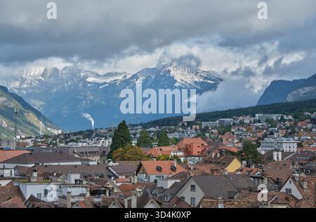 Vue de Coire depuis Rosenhügel Banque D'Images