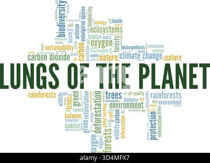 Conception conceptuelle de nuage de mots Lung of the Planet isolé sur fond blanc. Illustration de Vecteur