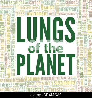 Conception conceptuelle de nuage de mots Lung of the Planet isolé sur fond blanc. Illustration de Vecteur