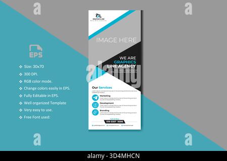 Mise en page de modèle de bannière à enroulement créatif. Modèle unique de bannière roll-up pour le travail d'entreprise. Illustration de Vecteur