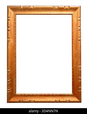 vierge vieux cadre d'image rustique vertical en bois avec toile découpée isolé sur fond blanc Banque D'Images