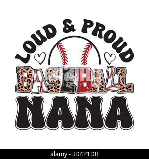 Softball Maman T-shirt Design typographie avec icône de coeur en noir et blanc Illustration de Vecteur