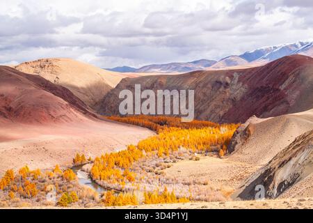 Fantastique paysage 'martien' non terrestre de l'une des plus belles régions de Russie - Aitai Mountains.The frontière de la Mongolie et de la Russie, la Kokorya. Banque D'Images