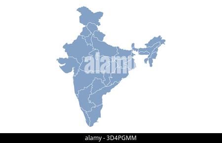 India map isolated on white background. India map with states. Indian background. Vector illustration Illustration de Vecteur