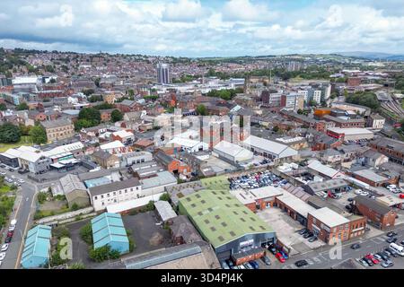 Vue aérienne du centre de Blackburn, Lancashire, Royaume-Uni Banque D'Images