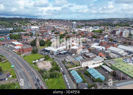 Vue aérienne du centre de Blackburn, Lancashire, Royaume-Uni Banque D'Images