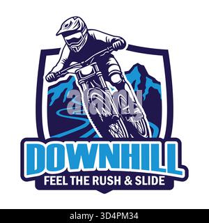 Vélo de montagne Downhill logo conception vectorielle Illustration de Vecteur