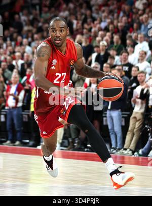 Isiaha Mike, #22 du FC Bayern Munich FC Bayern MŸnchen Virtus Bologna Basketball EuroLeague match de la saison régulière 8 entre le FC Bayern Munich et Virtus Bologna au SAP Garden le 30 octobre 2025 à Munich, Allemagne. © diebilderwelt / Alamy Stock Banque D'Images