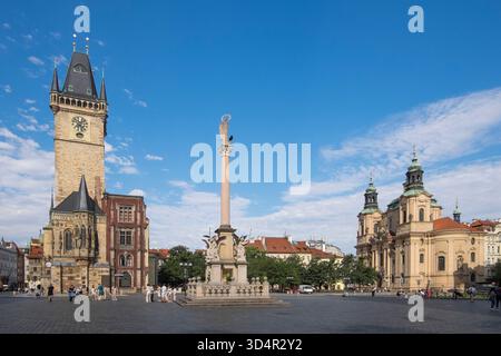Vue panoramique de la place de la Vieille Ville à Prague, République Tchèque Banque D'Images