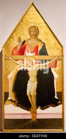 La très Sainte Trinité, Tempera sur panneau de bois, 1420 - 1425, MAESTRO DEL 1419 (BATTISTA di BIAGIO SANGUIGNI ?) (Empoli, attivo fra il 1393 e il 1451), Galerie de l'Académie, Galleria dell'Accademia, Florence, Florence, Florence, Florence, Toscane, Italie. Banque D'Images