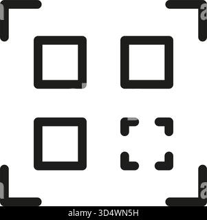 Icône solide de balayage de code QR. Symbole de silhouette d'accès numérique, de lecture mobile et de récupération rapide d'informations. Technologie smartphone. Vecteur isolé Illustration de Vecteur