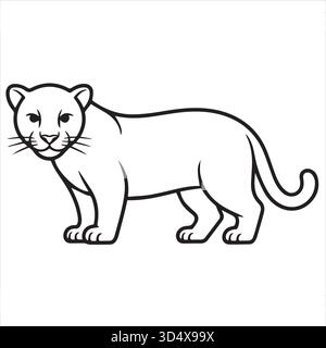 Dessin simple de lionne noir et blanc pour les enfants et les pages à colorier Illustration de Vecteur