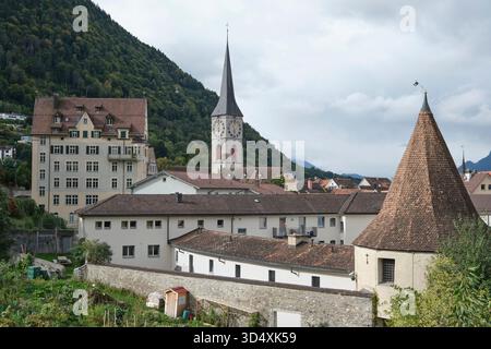 Vue de : Martin's Church Chur depuis Rosenhügel Banque D'Images