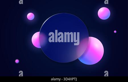 Fond dégradé bleu dépoli violet avec des formes de glassmorphisme 3D. Conception de morphisme en verre géométrique brillant pour interface utilisateur futuriste, site Web ou présentation abstraite. Illustration de Vecteur