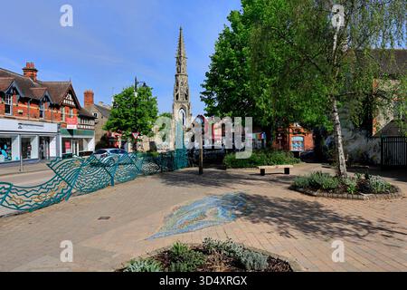 Le panneau de la ville et Handley Monument, Sleaford Town, Lincolnshire, Angleterre, Royaume-Uni Banque D'Images