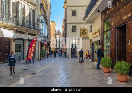 MALAGA, ESPAGNE - 27 JANVIER 2020 : architecture dans la vieille ville de Malaga, Andalousie, sud de l'Espagne Banque D'Images