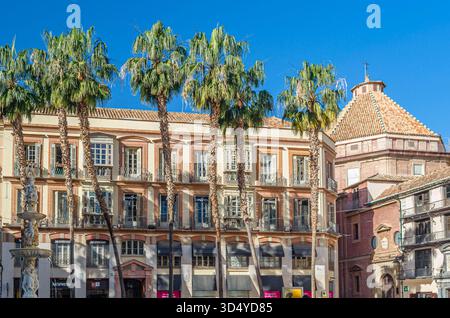 MALAGA, ESPAGNE - 27 JANVIER 2020 : architecture dans la vieille ville de Malaga, Andalousie, sud de l'Espagne Banque D'Images