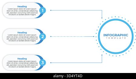 Modèle d'infographie d'entreprise moderne en 3 étapes avec des carrés arrondis et des icônes. Diagramme des options, des services et des sujets de présentation d'entreprise. Vecteur. Illustration de Vecteur