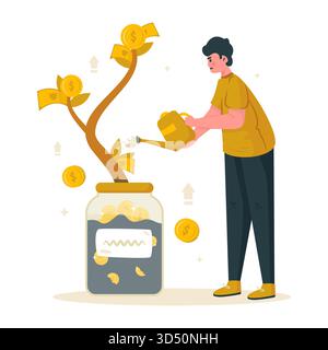 Croissance de l'argent avec illustration vectorielle d'investissement de financement d'entreprise Illustration de Vecteur