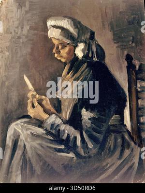 L'éplucheur de pommes de terre (autoportrait inversé avec un chapeau de paille) de Vincent van Gogh Illustration de Vecteur