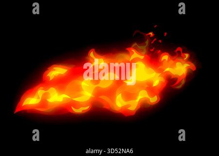 Le feu sous la forme d'une illustration, a attiré des flammes vives. Banque D'Images