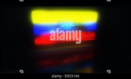Venezuela technologie numérique drapeau cyber fond. Bannière vénézuélienne cyberattaque et illustration de concept d'espionnage. Banque D'Images