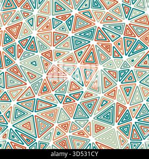 Fond abstrait avec des formes triangulaires en mosaïque. Triangles internes multiples répétés. Taille moyenne des triangles. Style multicolore. Motif sans couture. Illustration de Vecteur