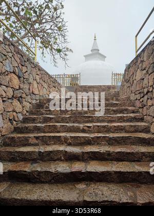 Sithulpawwa Rock Temple à Yala, Sri Lanka, est un ancien monastère bouddhiste perché sur des formations rocheuses accidentées entourées de nature sauvage et de sérénité Banque D'Images