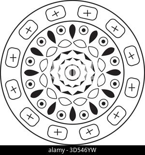Modèle graphique d'art de motif géométrique complexe Mandala. Illustration de Vecteur
