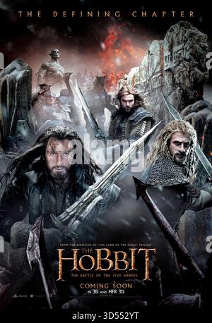 Le Hobbit : la bataille des cinq armées (2014) réalisé par Peter Jackson et mettant en vedette Martin Freeman, Ian McKellen et Richard Armitage. Les armées convergent vers Erebor alors que Bilbo et les nains défendent la montagne contre les elfes, les hommes et les orques. Affiche avancée AMÉRICAINE UNIQUEMENT POUR USAGE ÉDITORIAL. Crédit : BFA / Warner Bros Banque D'Images