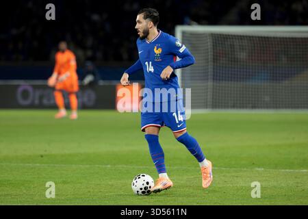 Paris, France. 13 novembre 2025. Ryan Cherki de France lors de la Coupe du monde FIFA 2026, qualifications, match de football du Groupe d entre la France et l'Ukraine le 13 novembre 2025 au stade du Parc des Princes à Paris, France - photo Jean Catuffe/DPPI crédit : DPPI Media/Alamy Live News Banque D'Images