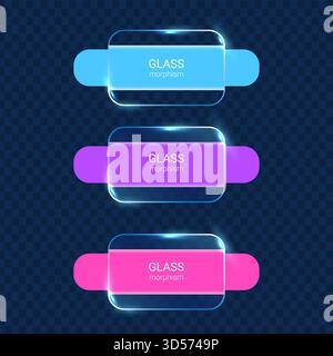 Glassmorphism boutons néon Set design UI moderne Illustration de Vecteur