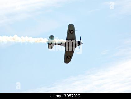 A Replica, Commonwealth Aircraft Corporation CA-13 Boomerang, effectuant une exposition volante, au spectacle aérien de la bataille d'Angleterre, IWM Duxford, 2025 Banque D'Images