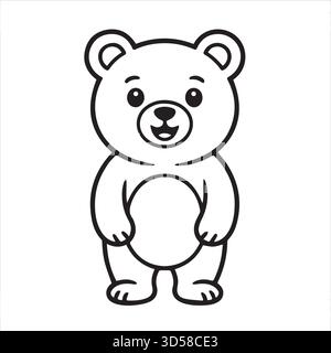 Cute Teddy Bear Line Art Clipart - illustration ours noir et blanc Illustration de Vecteur
