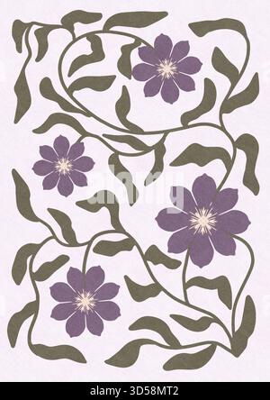 Illustration florale de style Boho avec des tons de terre Banque D'Images