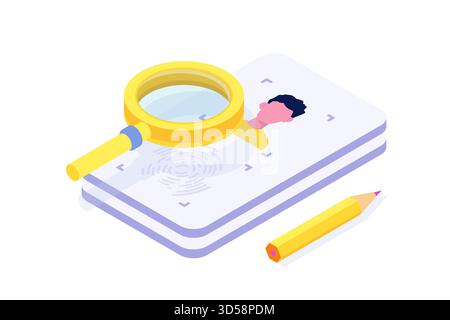 Connaître son client ou son kyc digital, en vérifiant l’identité de ses clients concept. Illustrations vectorielles isométriques Illustration de Vecteur