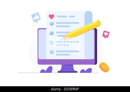 Liste de souhaits d'achat en ligne, ajouter au concept de collection personnalisé. Illustration vectorielle. Illustration de Vecteur