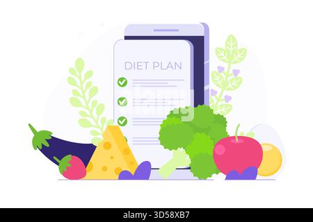 Concept de liste de vérification du planning du régime alimentaire. Illustration vectorielle Illustration de Vecteur