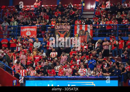 Supporters de (Olympiacos Piraeus) lors de EA7 Emporio Armani Milano vs Olympiakos Pireus, match de basket-ball Euroleague à Assago (mi), Italie, 14 novembre 2025 Banque D'Images
