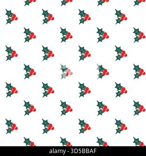 Motif sans couture avec feuilles de houx et baies. Fond de Noël de nature vectorielle. Illustration de Vecteur