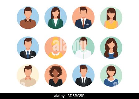 Collection de diverses icônes d'avatar représentant différentes personnes pour la communication d'entreprise Illustration de Vecteur