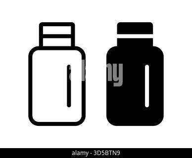 Cette image présente les contours de deux conceptions de bouteilles distinctes pour les contenants de liquide. Le style minimaliste souligne la polyvalence adaptée au variou Illustration de Vecteur