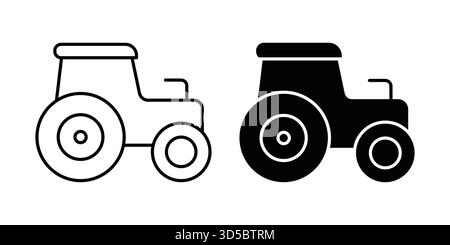 Cette image présente une illustration simple de tracteur en noir et blanc adaptée aux thèmes agricoles. Parfait pour les conceptions dans l'agriculture, les machines et le rur Illustration de Vecteur