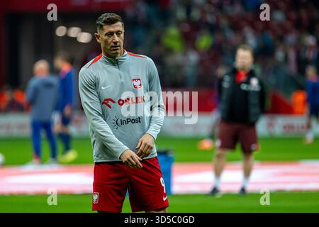 Varsovie, Pologne. 15 novembre 2025. Robert Lewandowski, Polonais, lors du match du Groupe G de qualification de la Coupe du monde de la FIFA 2026 opposant la Pologne aux pays-Bas au stade PGE Narodowy à Varsovie, Pologne, le 14 novembre 2025 (photo Andrew Surma/Sipa USA). Crédit : Sipa USA/Alamy Live News Banque D'Images