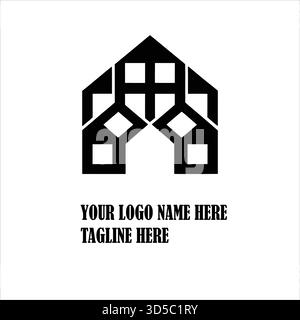 Logo élégant combinant toits et formes géométriques, parfait pour les agences immobilières, les constructeurs de maisons et les marques de construction modernes Illustration de Vecteur