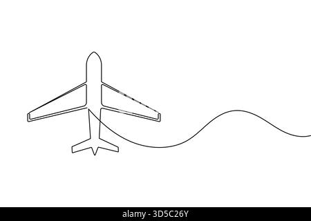 Dessin de ligne continu d'avion avec concept d'affaires minimaliste simple Illustration de Vecteur