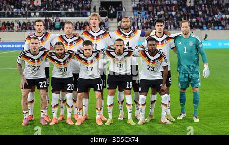 Équipe Allemagne dernière rangée L. à R. Leon Goretzka, Waldemar Anton, Nick Woltemade, Jonathan Tah, Aleksandar Pavlovic, gardien Oliver Baumann (Allemagne) première rangée L. à R. David Raum, Serge Gnabry, Florian Wirtz, Leroy Sane, Ridle Baku Luxembourg, 14 novembre 2025, Football, qualification pour la Coupe du monde de la FIFA, phase de groupes, Luxembourg - Allemagne 0 :2 Banque D'Images